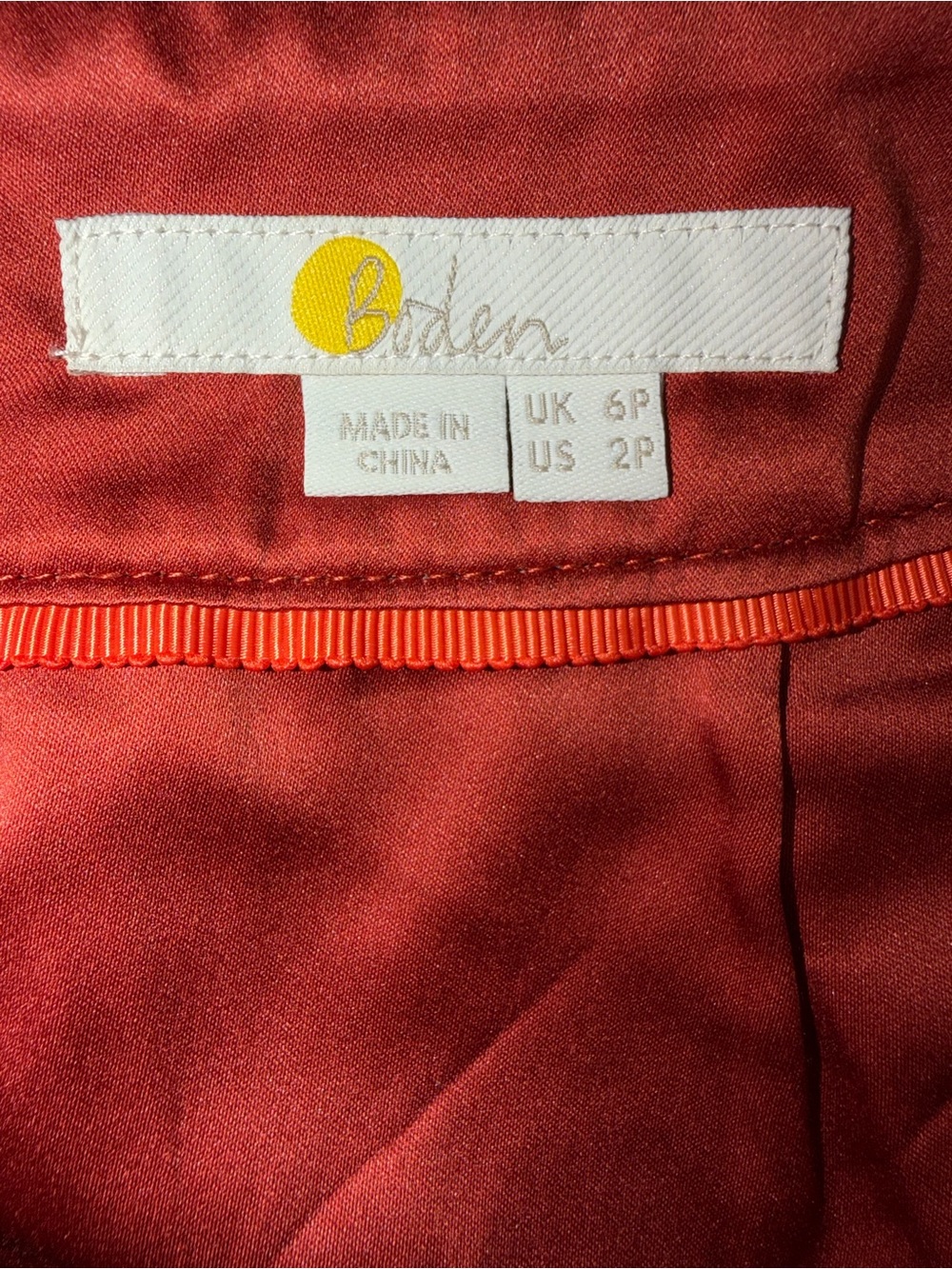 Boden Rust-Orange Mini Skirt with Front Pockets - Picture 5 of 9